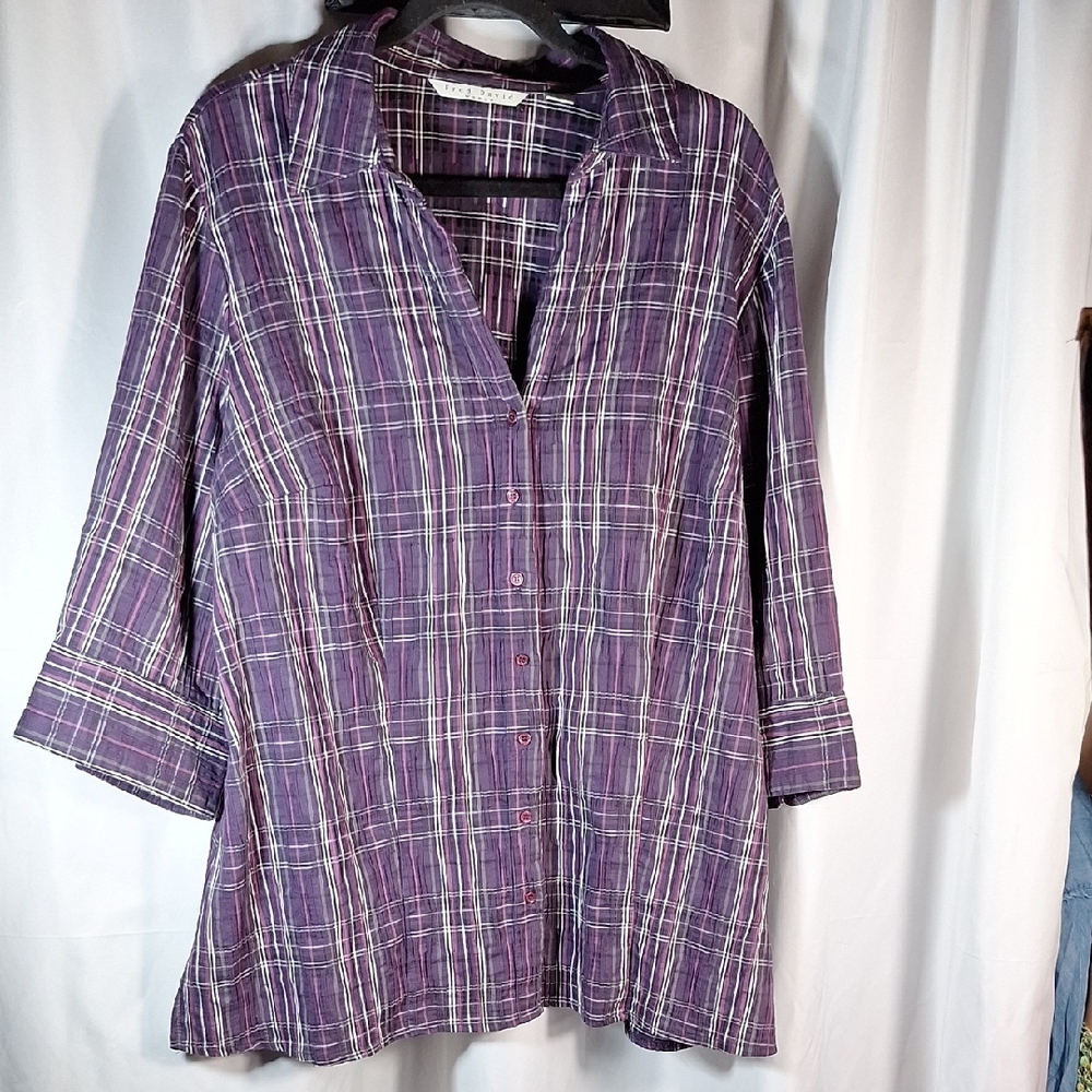 Fred David Violet Checkered Button Down Shirt